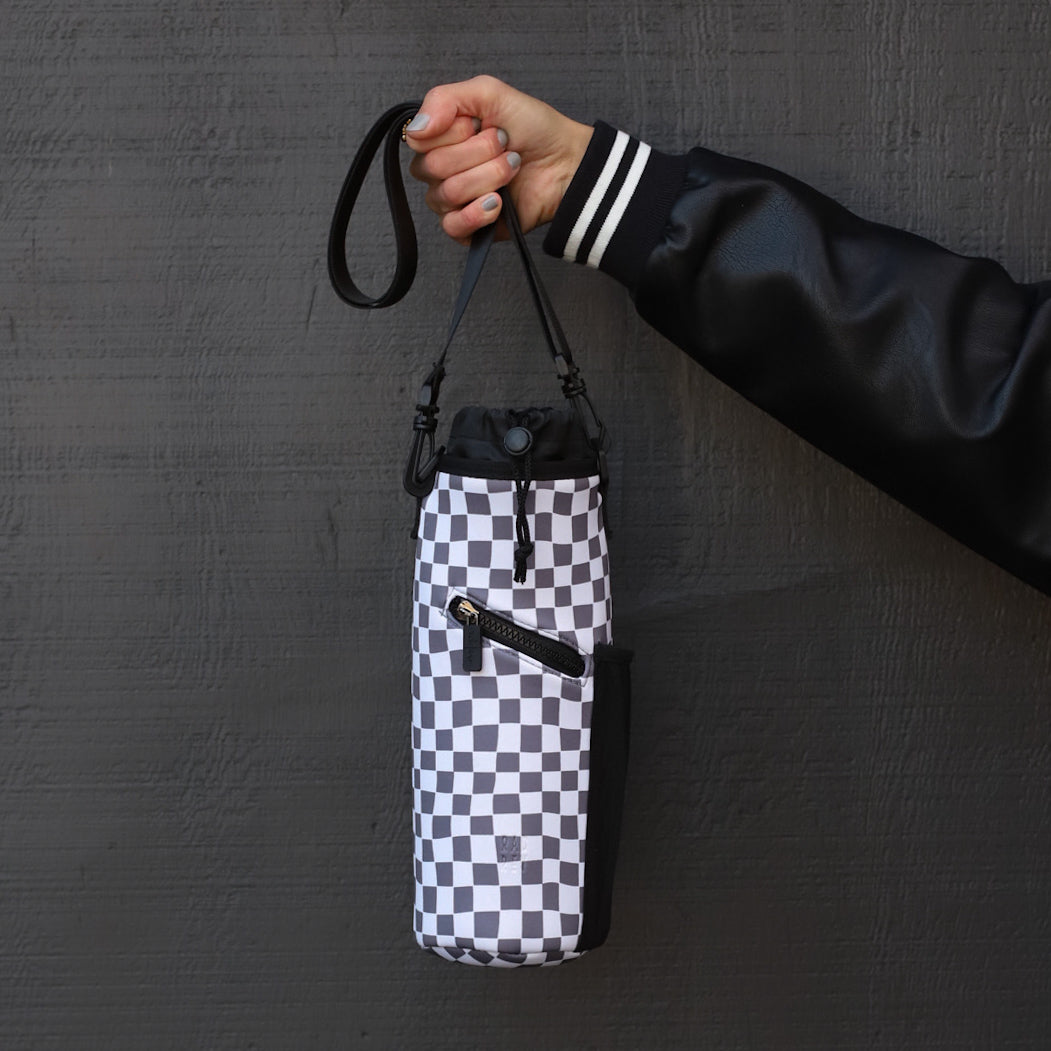 Bottle Bag in Grey Checkered