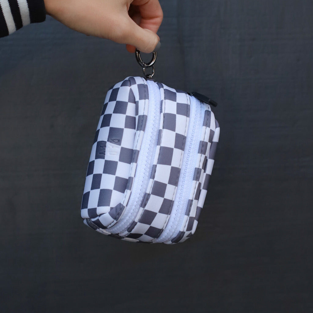 Micro Clip Pouch in Grey Checkered