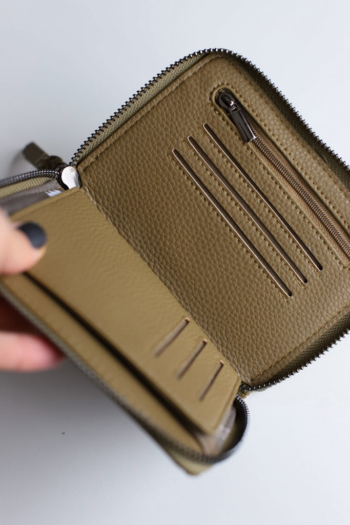 Corduroy Card Wallet in Olive