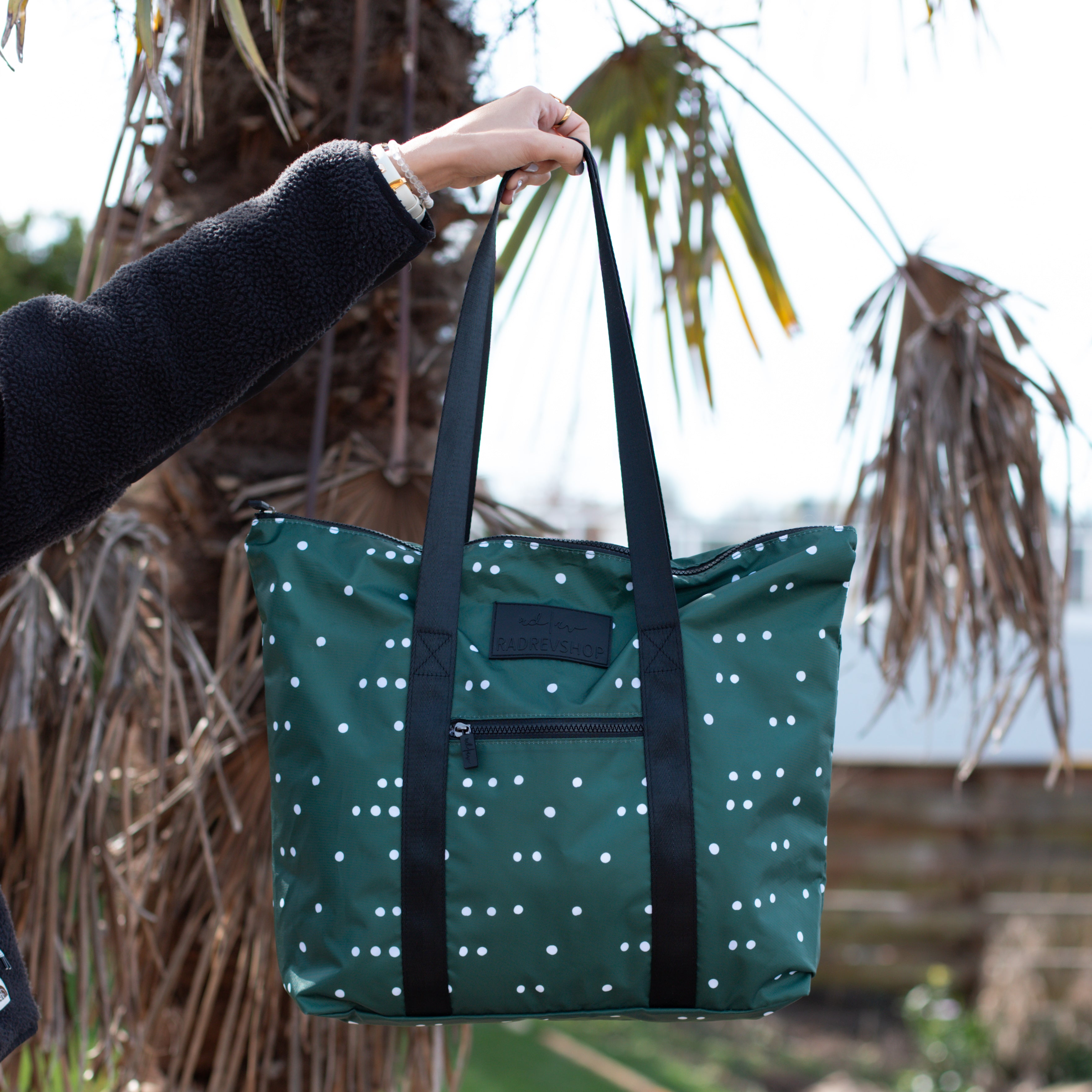 Packable Tote in Green Dot