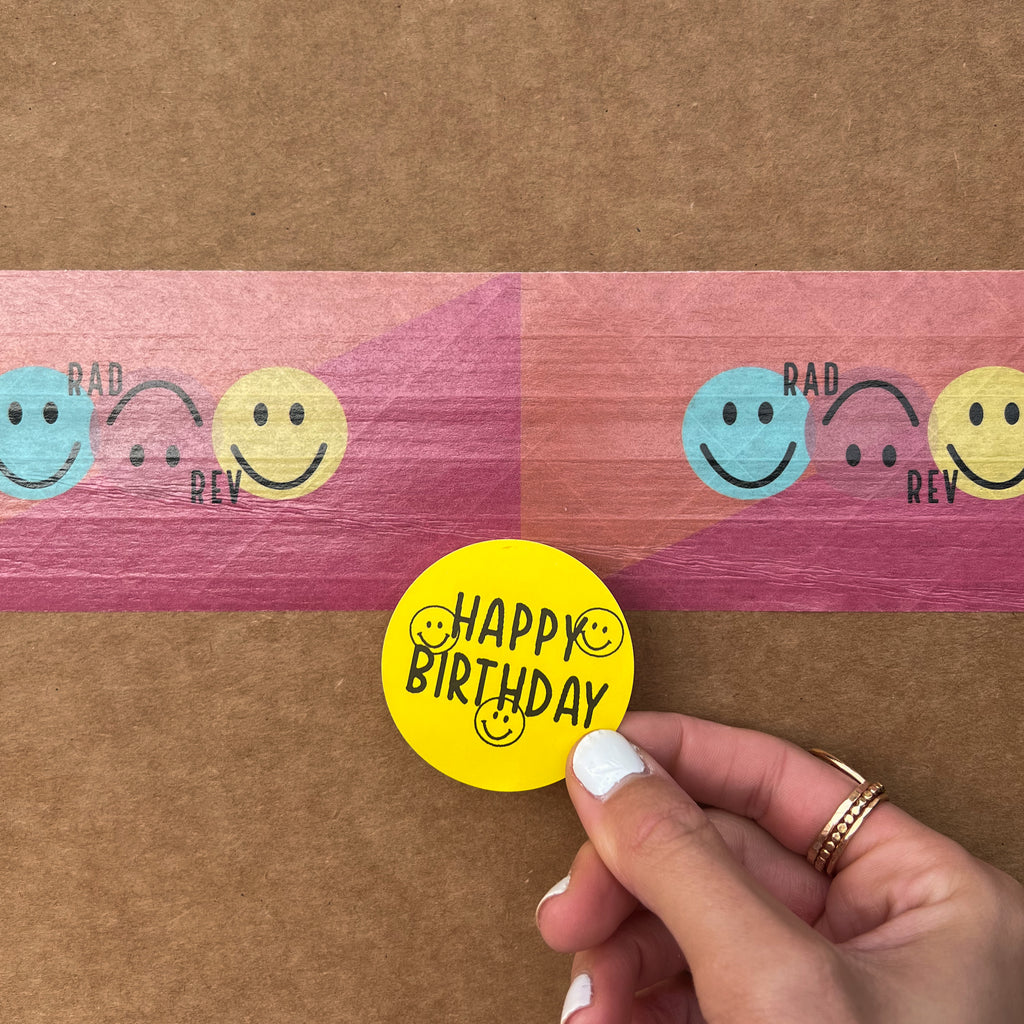 Happy Birthday Sticker on Package