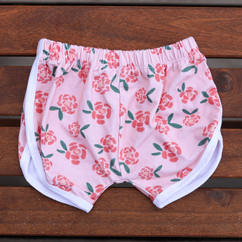 Pink Floral Track Shorts
